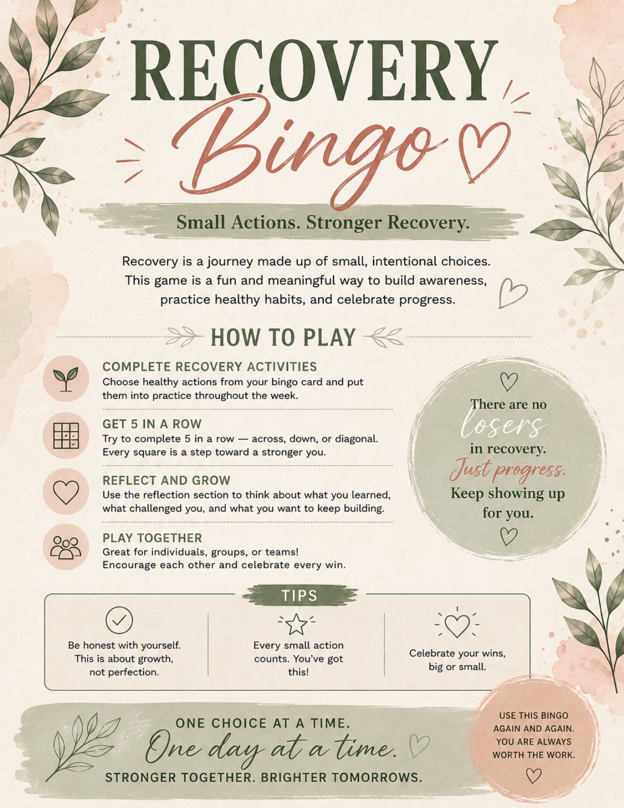 Recovery Bingo workbook cover